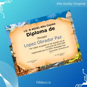 Fillable Peru I.E. N 40181 Alto Cayma Diploma Template Template Preview - FillDocs
