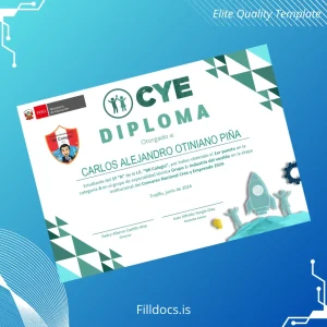 Fillable Peru I.E. _Mi Colegio_ Diploma in Technical Specialty Group 1_ Garment Industry Template Preview - FillDocs