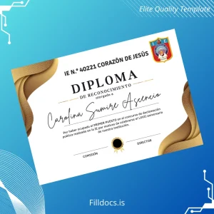 Fillable Peru IE N.° 40221 Corazón de Jesús Poetry Competition Diploma Template Preview - FillDocs