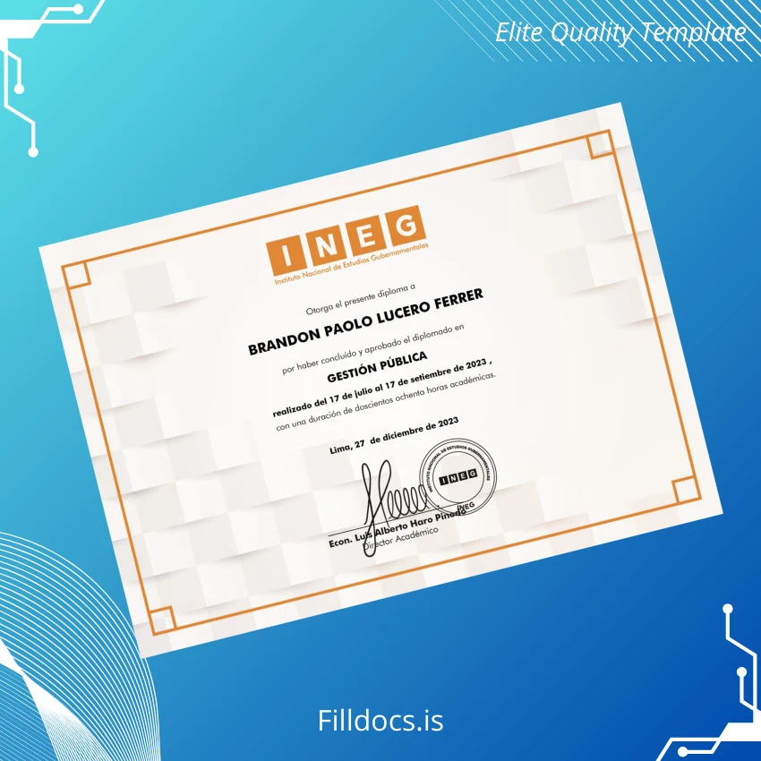 Fillable Peru INEC Diploma in Public Management Template Template Preview - FillDocs
