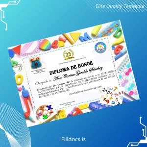 Fillable Peru Institution Educativa N°8171 _San Francisco_ Honor Diploma Template Preview - FillDocs