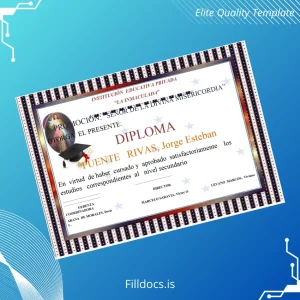 Fillable Peru Institution Educativa Privada _La Inmaculada_ High School Diploma Template Preview - FillDocs