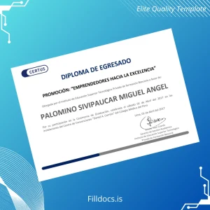 Fillable Peru Instituto de Educación Superior Tecnológico Privado de Formación Bancaria Diploma of Graduate Template Preview - FillDocs