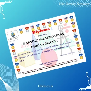 Fillable Peru L.E.P. Nuevo Mundo Diploma in Mathematics Template Template Preview - FillDocs