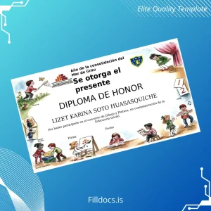 Fillable Peru Ministry of Education Honor Diploma Template Template Preview - FillDocs