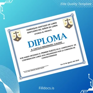 Fillable Peru Parroquia Santiago de Luren Diploma Template Template Preview - FillDocs