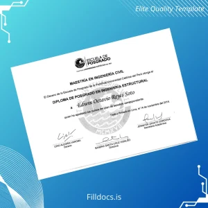 Fillable Peru Pontifical Catholic University Master of Science in Civil Engineering Diploma Template Preview - FillDocs