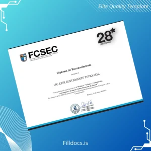 Fillable Peru Universidad Nacional Santiago Antúnez de Mayolo Diploma of Recognition Template Preview - FillDocs