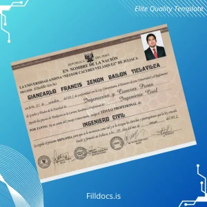 Fillable Peru Universidad de Juliaca Bachelor's Degree in Civil Engineering Template Template Preview - FillDocs