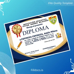 Fillable Peru Victor Andrés Belaúnde Educational Institution Diploma Template Preview - FillDocs