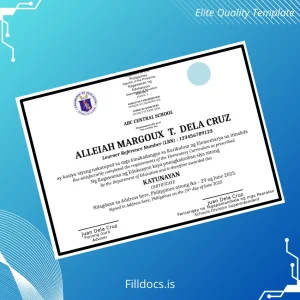 Fillable Philippines ABC Central School Elementary Curriculum Certificate Template Preview - FillDocs