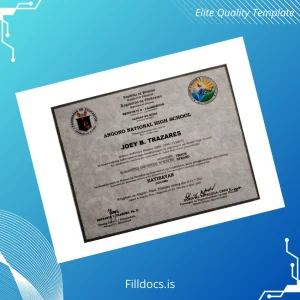 Fillable Philippines Angono National High School High School Diploma Template Template Preview - FillDocs