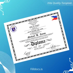 Fillable Philippines Antipas National High School High School Diploma Template Template Preview - FillDocs