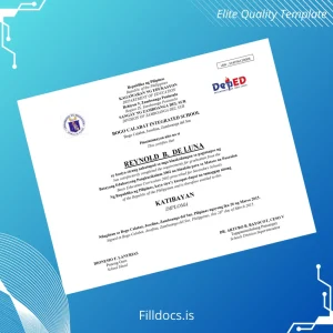 Fillable Philippines Bogo Calabat Integrated School High School Diploma Template Preview - FillDocs