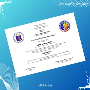 Fillable Philippines Guinicolalay National High School High School Diploma Template Preview - FillDocs