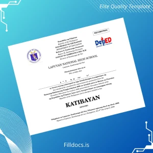 Fillable Philippines Lapuyan National High School High School Diploma Template Preview - FillDocs