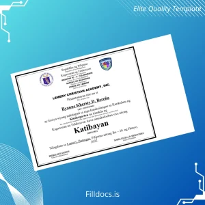 Fillable Philippines Lemery Christian Academy Inc Kindergarten Diploma Template Preview - FillDocs
