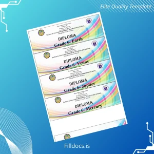 Fillable Philippines Matias B. Salvador Memorial Elementary School Kindergarten and Grade 6 Diploma Template Template Preview - FillDocs