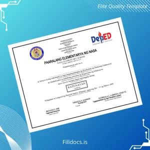 Fillable Philippines NASA Elementary School Certificate Template Template Preview - FillDocs