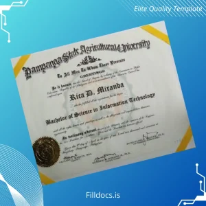 Fillable Philippines Pampanga State Agricultural University Bachelor of Science in Information Technology Template Template Preview - FillDocs