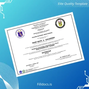 Fillable Philippines Placer National High School High School Diploma Template Preview - FillDocs