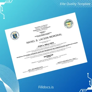 Fillable Philippines Rafael B. Lacson Memorial High School Senior High School Diploma in Information and Communications Technology Template Preview - FillDocs