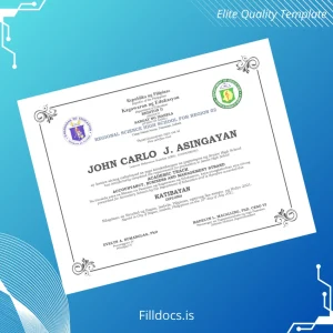 Fillable Philippines Regional Science High School for Region 02 High School Diploma Template Preview - FillDocs