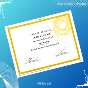 Fillable Philippines Sun Life VUL Basics Diploma Certificate Template Preview - FillDocs