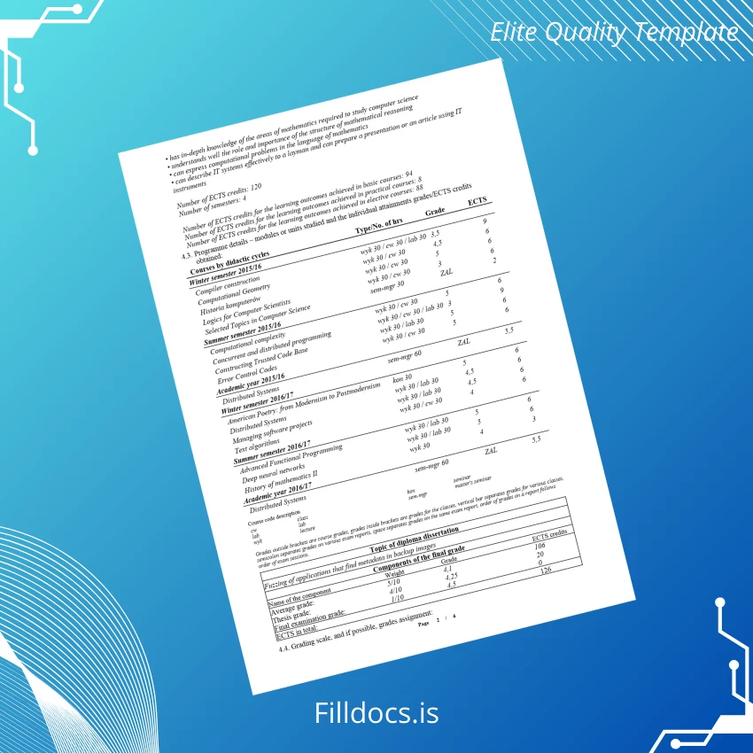 Fillable Poland University of Warsaw Master of Science in Computer Science Template page 2 Page Preview - FillDocs