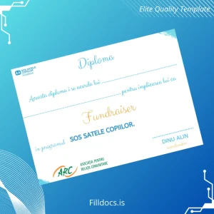 Fillable Romania ARC Association Fundraiser Diploma Template Template Preview - FillDocs