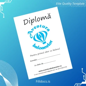 Fillable Romania Aventura Balonelor Simple Diploma Template Template Preview - FillDocs