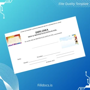 Fillable Romania CENTRUL DE INGRIJIRE SI ASISTENTA PERSOANE ADULTE CU DIZABILITATI TG. NEAMT Mister Eleganta si Stil Diploma Template Template Preview - FillDocs