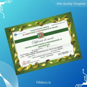 Fillable Romania Colegiul Tehnologic _Constantin Brâncoveanu_ Diploma of Merit Template Preview - FillDocs