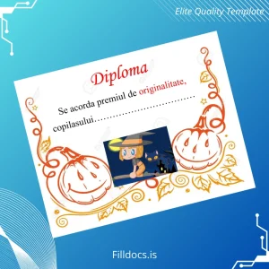 Fillable Romania Diploma Halloween Certificate Template Preview - FillDocs