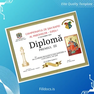 Fillable Romania Diploma III Certificate Template Preview - FillDocs