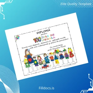 Fillable Romania Diploma for 100 Days of School Template Template Preview - FillDocs