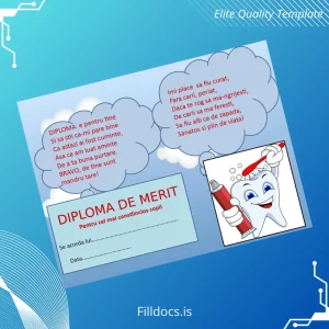 Fillable Romania Diploma of Merit for the Most Conscientious Child Template Template Preview - FillDocs