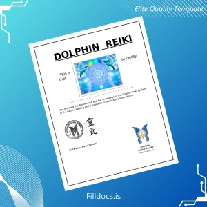 Fillable Romania Dolphin Reiki Diploma Template Template Preview - FillDocs