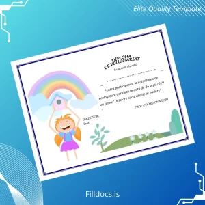 Fillable Romania Ecological Activity Participation Diploma Template Template Preview - FillDocs