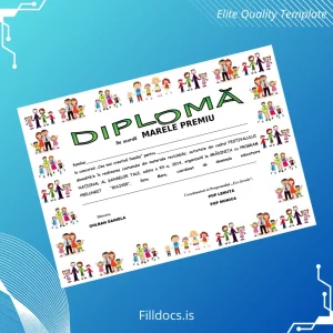 Fillable Romania Guliver Kindergarten Eco Costume Diploma Template Preview - FillDocs