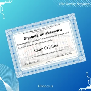 Fillable Romania Iorgu Iordan School Graduate Diploma Template Preview - FillDocs