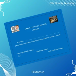 Fillable Romania Mereu Cu Suflet De Copil Diploma Template Template Preview - FillDocs