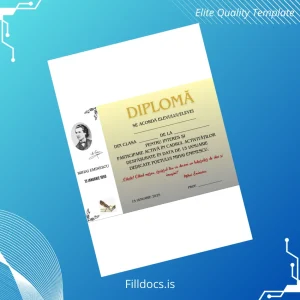 Fillable Romania Mihai Eminescu High School Diploma Template Preview - FillDocs
