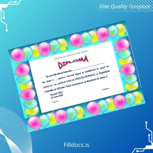 Fillable Romania Ministry of Education Abecedar Diploma Certificate Template Preview - FillDocs