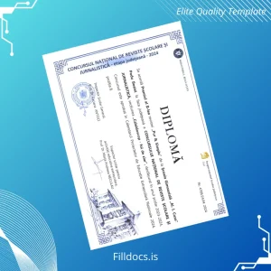 Fillable Romania Ministry of Education Diploma Certificate Template Preview - FillDocs
