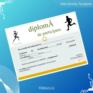 Fillable Romania School Gymnasium Diploma Template Template Preview - FillDocs