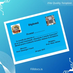 Fillable Romania Scoala Gimnaziala Manolache Costache Epureanu Diploma Template Template Preview - FillDocs