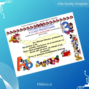 Fillable Romania Scola Gimnaziala Nr. 7 _Sfanta Maria_ Kindergarten Completion Diploma Template Preview - FillDocs