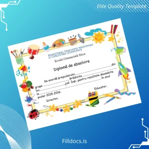 Fillable Romania Scola Gimnaziala Sirca Preschool Diploma Template Template Preview - FillDocs