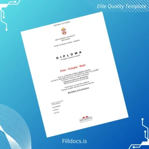 Fillable Serbia Megatrend University Bachelor in Economics Template Preview - FillDocs